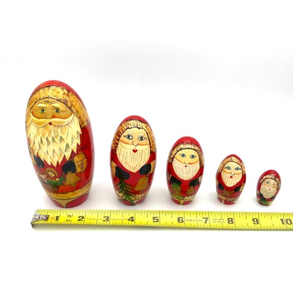Vintage Santa Claus Wooden Nesting Dolls Set of 5 - READ - Picture 11 of 14